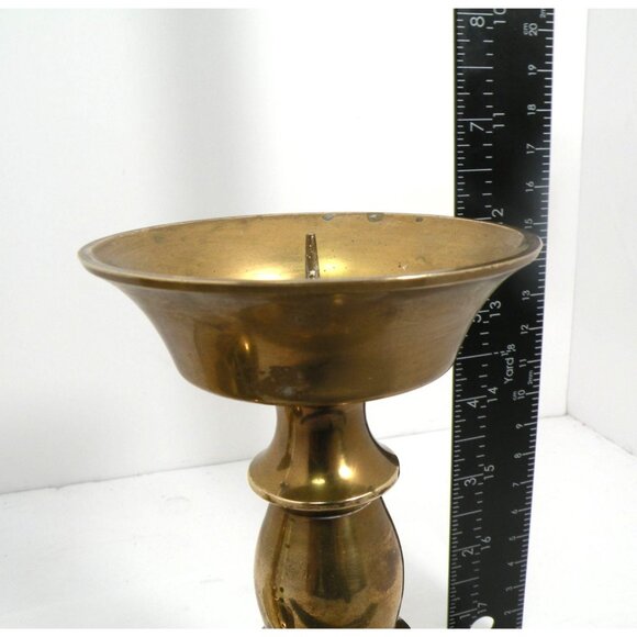 Vintage Art Deco Brass Taper Candle Holders Pair With Elegant Design & Polished - Picture 8 of 9